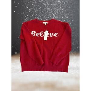 Believe Red Woman’s Christmas Sweater Rio & Rian NWT New Size Med Holiday B10